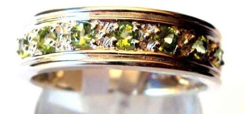 925 -Sterling Silver  and Genuine Peridot Half Eternity Ring
