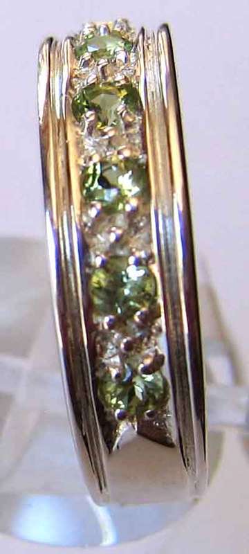 925 -Sterling Silver  and Genuine Peridot Half Eternity Ring