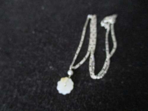 925 Sterling Silver Chain &  and Round Pearl  on MOP Necklace