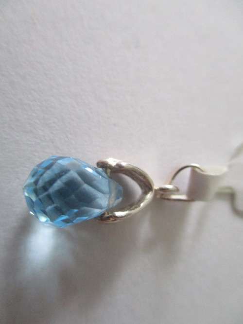 925 Sterling Silver and Briolet Blue Topaz  Pendant