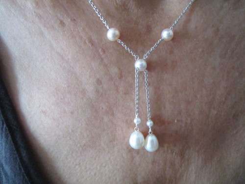 925 Sterling Silver and genuine Culture Peals  Neckale