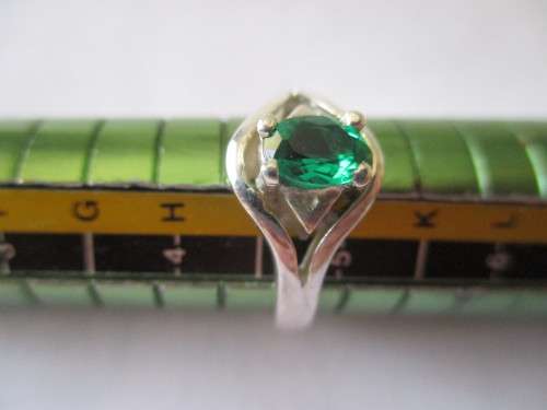 925 Sterling Silver  and  Green Topaz  Ring
