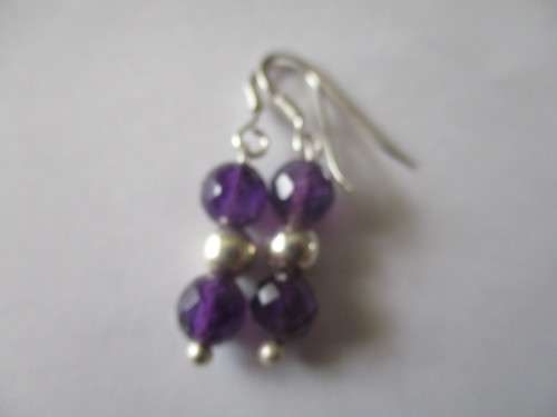 925 Sterling Silver  and Genuine Amethysts Earrings