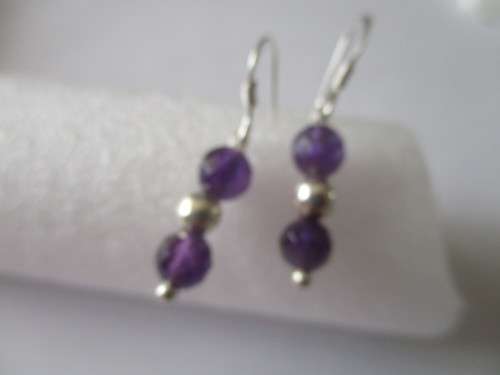 925 Sterling Silver  and Genuine Amethysts Earrings