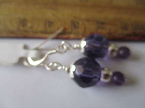 925 Sterling Silver  and Genuine Amethysts Earrings
