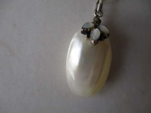 925 Sterling Silver moonstones and Shell Pendant.