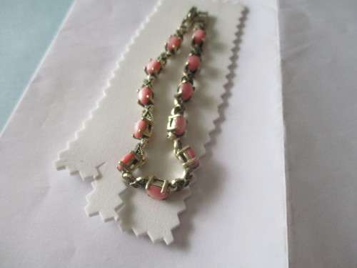 925 Sterling Silver, Marcasites  and Pink Coral Bracelet