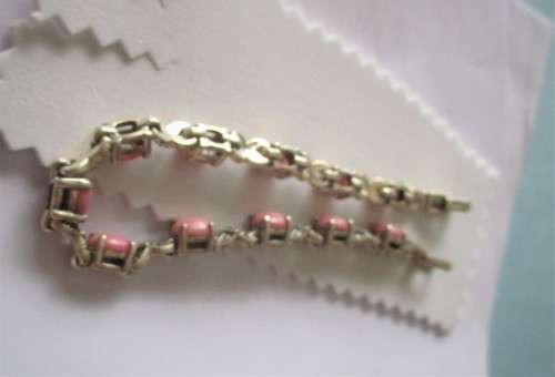 925 Sterling Silver, Marcasites  and Pink Coral Bracelet