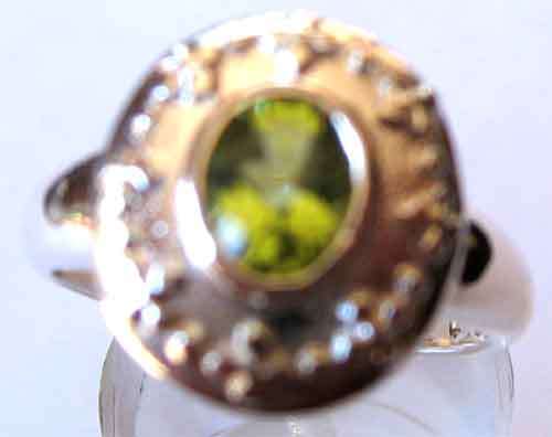 925 Sterling Silver  and Genuine Peridot Ring