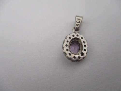9ct Gold, Genuine Amethyst and Seed Pearls Pendant