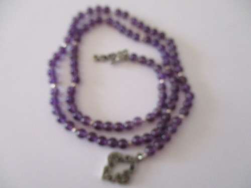 Sterling Silver and Genuine Amethysts Necklace
