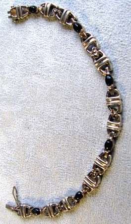 Antiq Style Silver and Black Onyx Bracelet