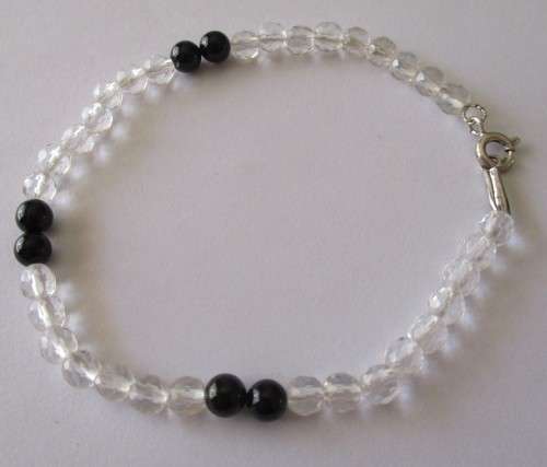 Sterling Silver , Crystals and Black Onyx Bracelet
