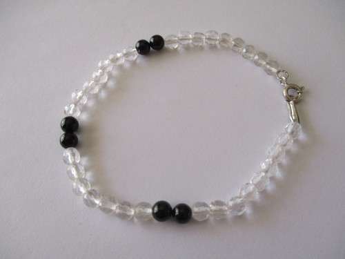Sterling Silver , Crystals and Black Onyx Bracelet
