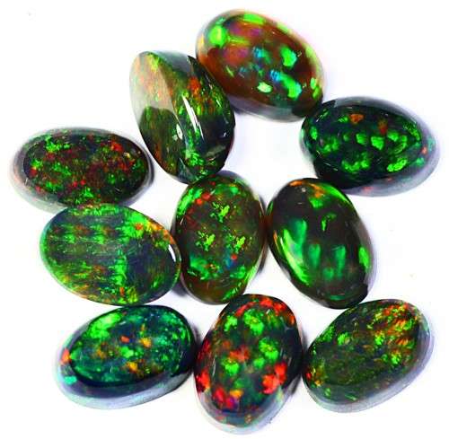 3.68Ct [ 10 Pc] Oval cut 6 x 4 mm Multi Color Play Black Fire Opal