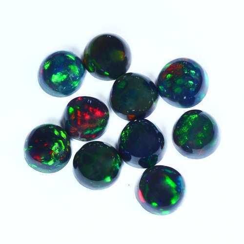 1.92 ct. 10 Piece 4 x 4mm Round cut VVS Black Fire Opal