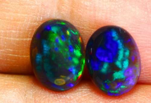 2.39Ct. 2 Pieces 9 x 7 mm Oval cut VVS Black Fire Opal