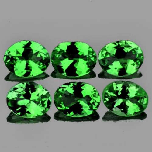 4x3mm 6 pcs Oval Fire Chrome Green Tsavorite Garnet