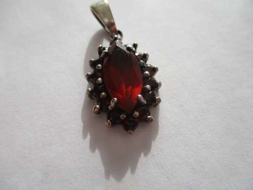 925 Sterling Silver and Genuine Garnets Pendant