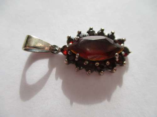 925 Sterling Silver and Genuine Garnets Pendant