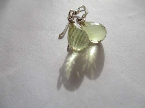 925  Sterling Silver and Genuine Lemon Quartz  Earrings