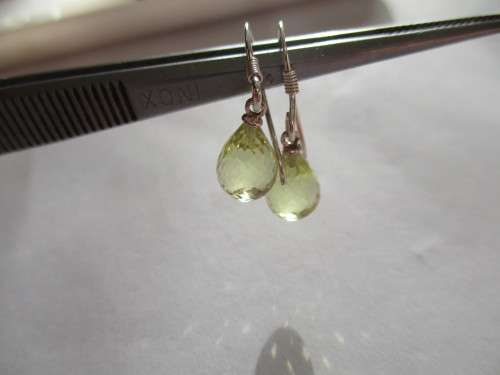 925  Sterling Silver and Genuine Lemon Quartz  Earrings