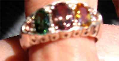 Genuine Tourmalines in Sterling Silver Ring