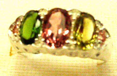 Genuine Tourmalines in Sterling Silver Ring