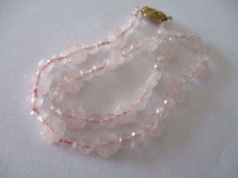 Genuine Pink /Rose Quartz Necklace with Silver Clasp
