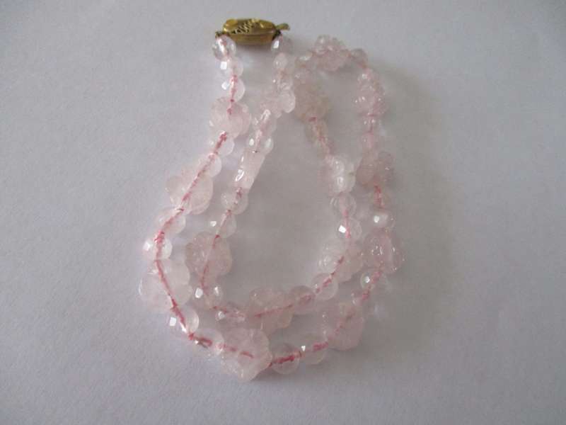 Genuine Pink /Rose Quartz Necklace with Silver Clasp