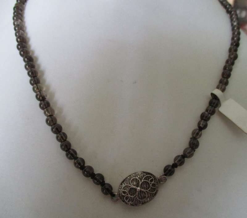 Smoky Quartz Necklace with Silver Clasp