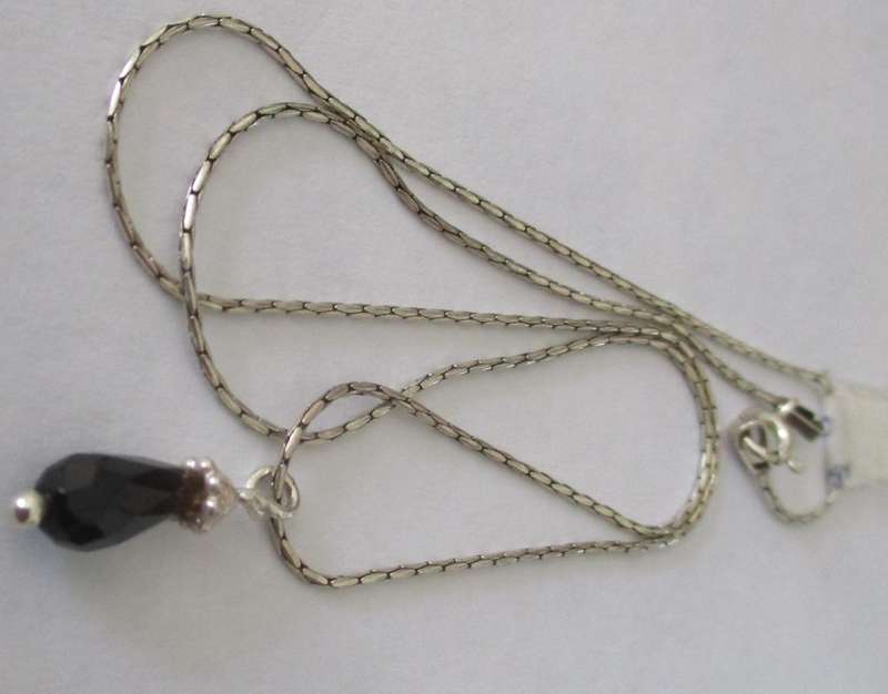 Sterling Silver Chain & Drop Black Onyx Penadant