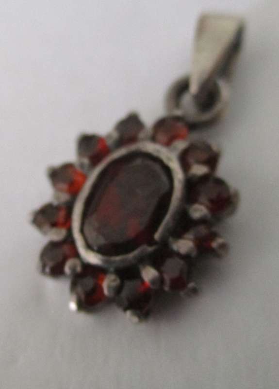 Sterling Silver and Genuine Garnets Pendant