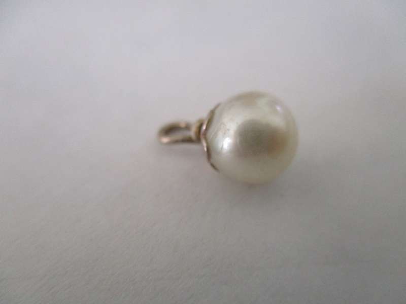 silver and Cultured Pearl Pendant or Charm