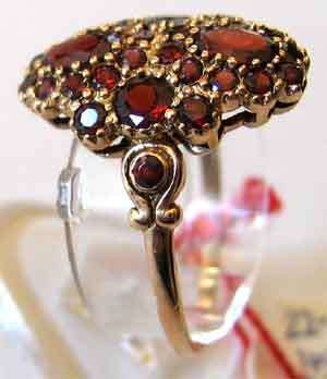 Solid-  9ct Gold ,  Genuine Garnets  Ring