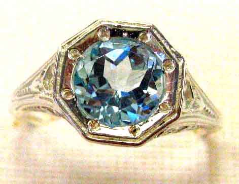 Solitaire -Sterling Silver and Sky Blue Topaz Ring