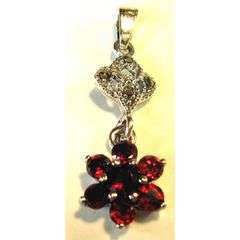 Sterling Silver, Marcasite  and Garnets - Pendant