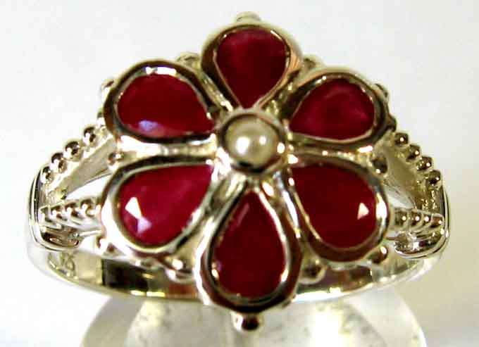 925 Sterling Silver  and Genuine Rubies Ring.
