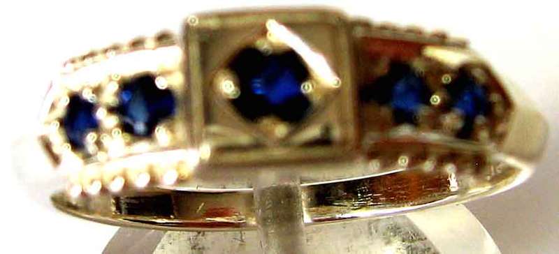 925  Sterling Silver and Genuine Blue  Sapphires  Ring