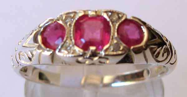 Solid 925 -Sterling silver  and  Genuine Rubies + Diamonds  Ring