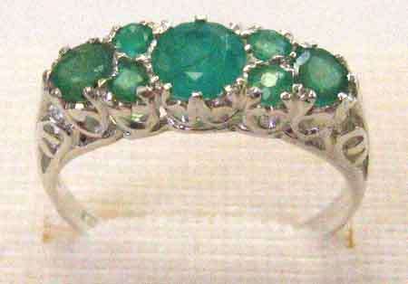 Gorgeous, Genuine Emeralds Ring in Sterling Silver.