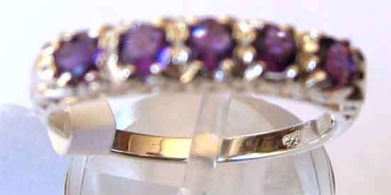 Solid 925 -Sterling Silver & Amethysts  Ring.