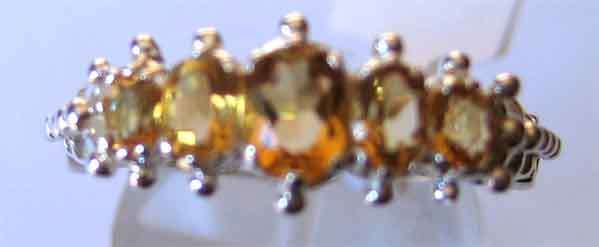 925 -Sterling Silver  and Genuine Citrines  - Ring