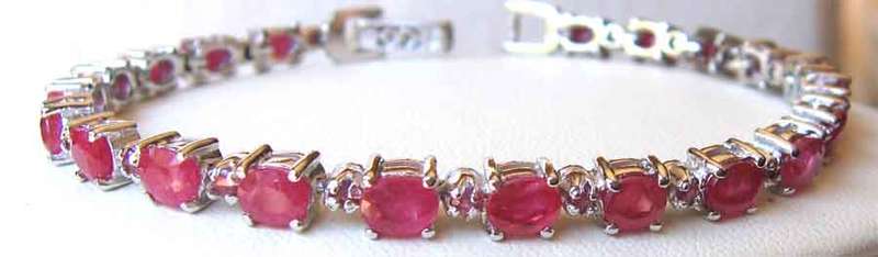 Genuine Rubies in Sterling Silver- Lovely  Bracelet.
