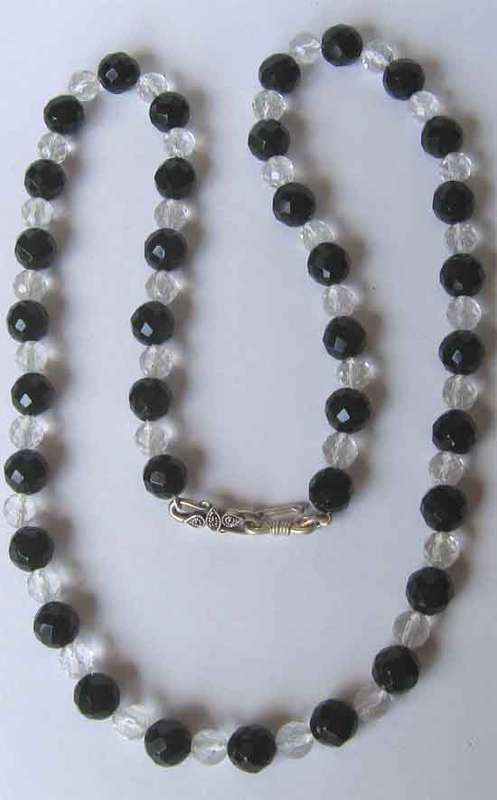 Lovely Crystal and Black Onyx -Beads Necklace - 66.00cm long