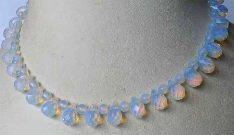 Beautiful  Faceted Pears and Round `` Opalite``  -  Necklace