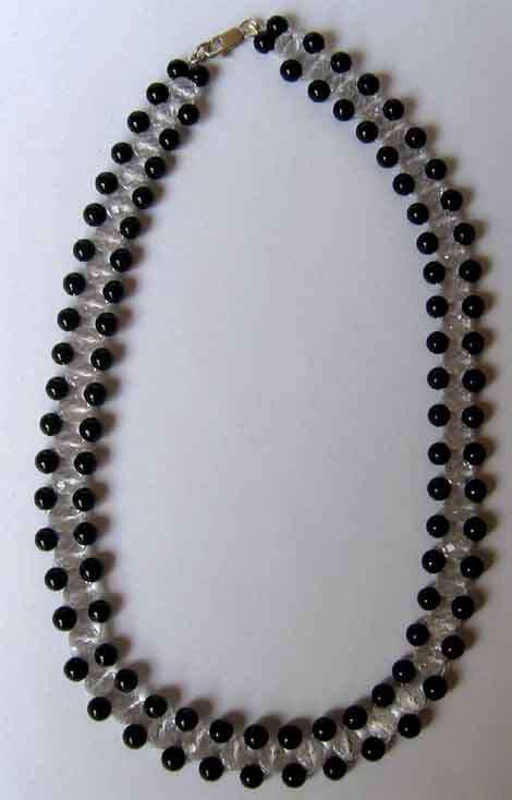 Beautiful  Black Onyx  and  Crystal Necklace with 925 silver clasp