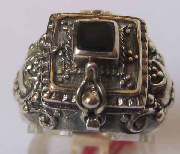 Solid 925 -Sterling Silver & Black Onyx- `` Poison ``  Ring.