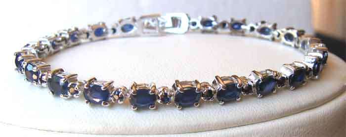 Sterling Silver and Blue Sapphires Bracelet