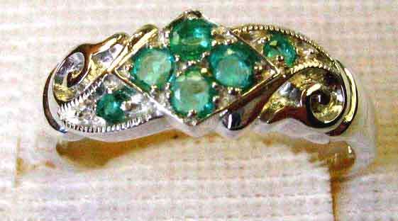 Genuine Emeralds in Sterling Silver Ring